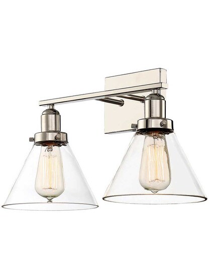 Drake 2 Light Bath Bar in Polished Nickel.